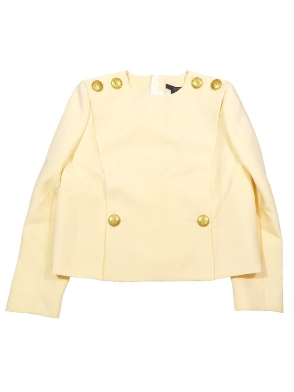 Louis Vuitton Collarless Jacket Short Length Back Zip Gold Button Monogram Pull